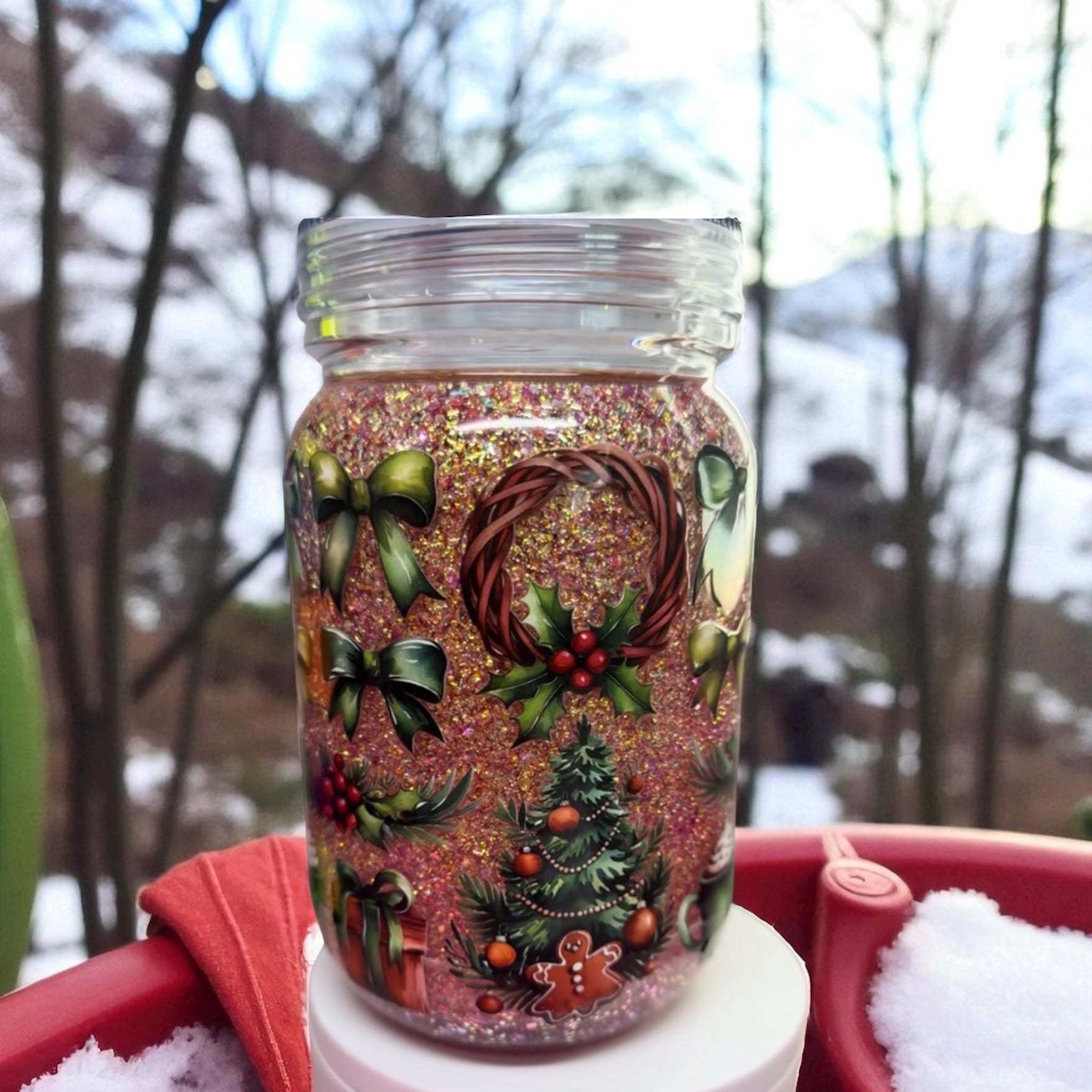 20oz Snowglobe Mason Tumblers